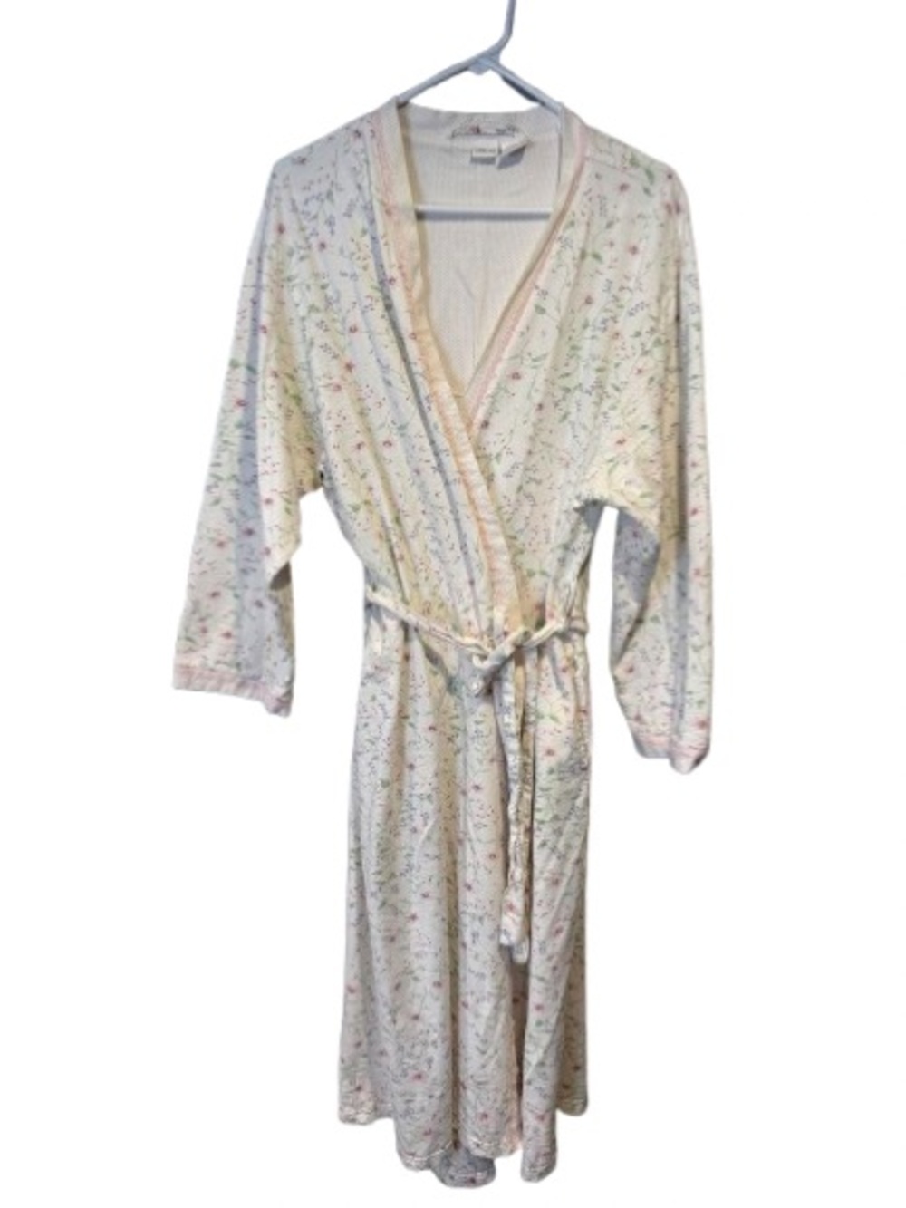 Cherokee Cream Floral Wrap Robe with Pastel Accents